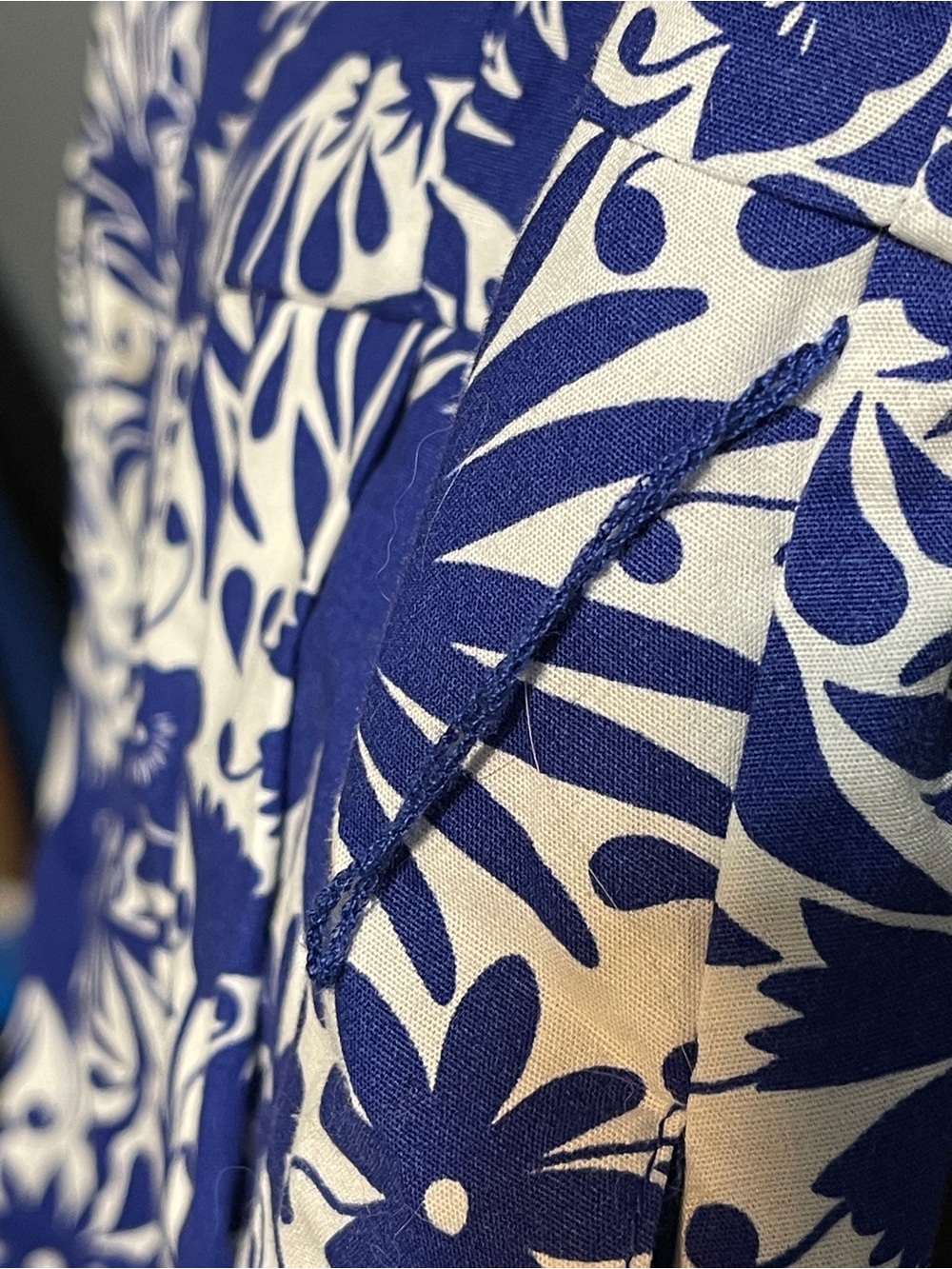 Boden Blue White Bird Floral Shirt Dress Button Front Midi Garden Party Size 12R - Picture 6 of 10